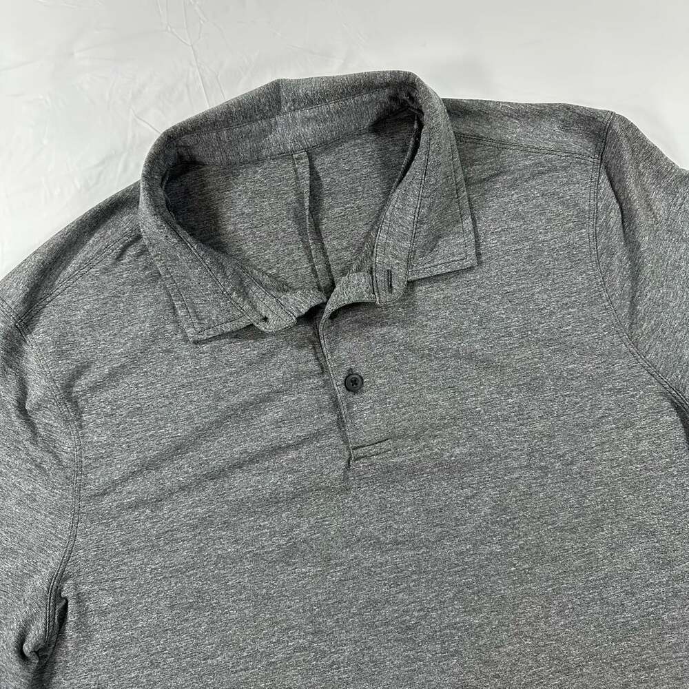 Lululemon Evolution Polo Mens Heathered Gray Short Sleeve Golf Size Large